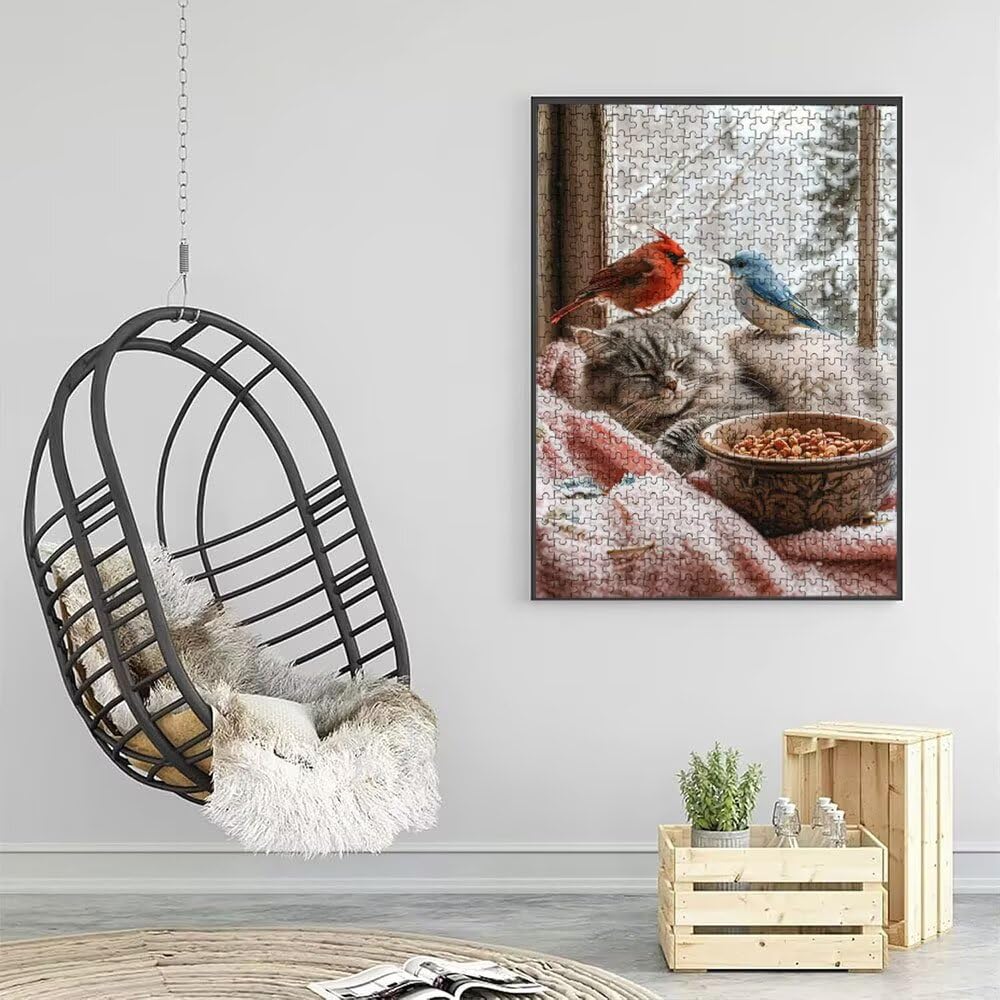 Katze Vogel Puzzle 4000 Teile, Klassische Puzzles, Geschicklichkeitsspiel Puzzle für Erwachsene, Puzzlespiele für Die Ganze Familie, Mit Schöner Verpackung, Dekoration Puzzles DX0YL3-643