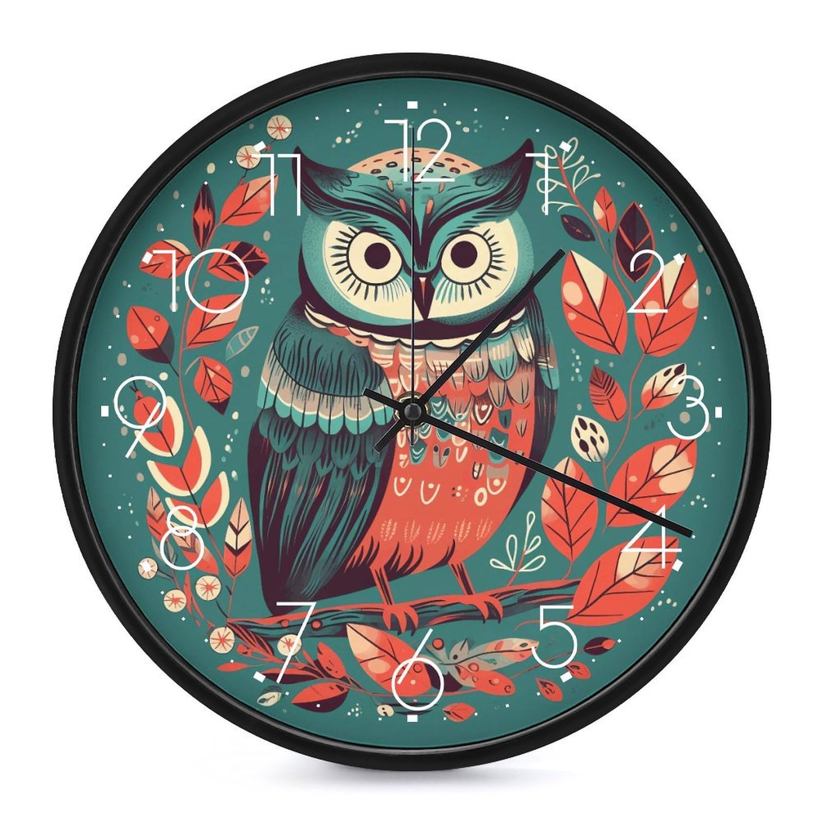 Horloge murale silencieuse hibou décoration sans tic-tac pour chambre