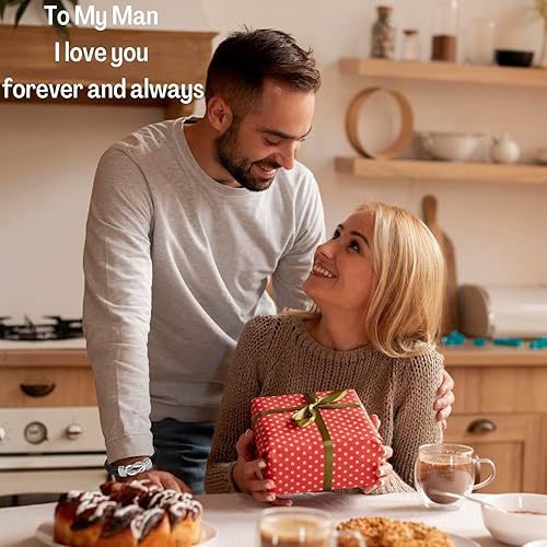 Miniatura 5 de Coolvy Pulsera con texto en inglés "To My Man Straighten Your Crown" para marido, novio, pulseras de cuero trenzado para hombre, San Valentín,