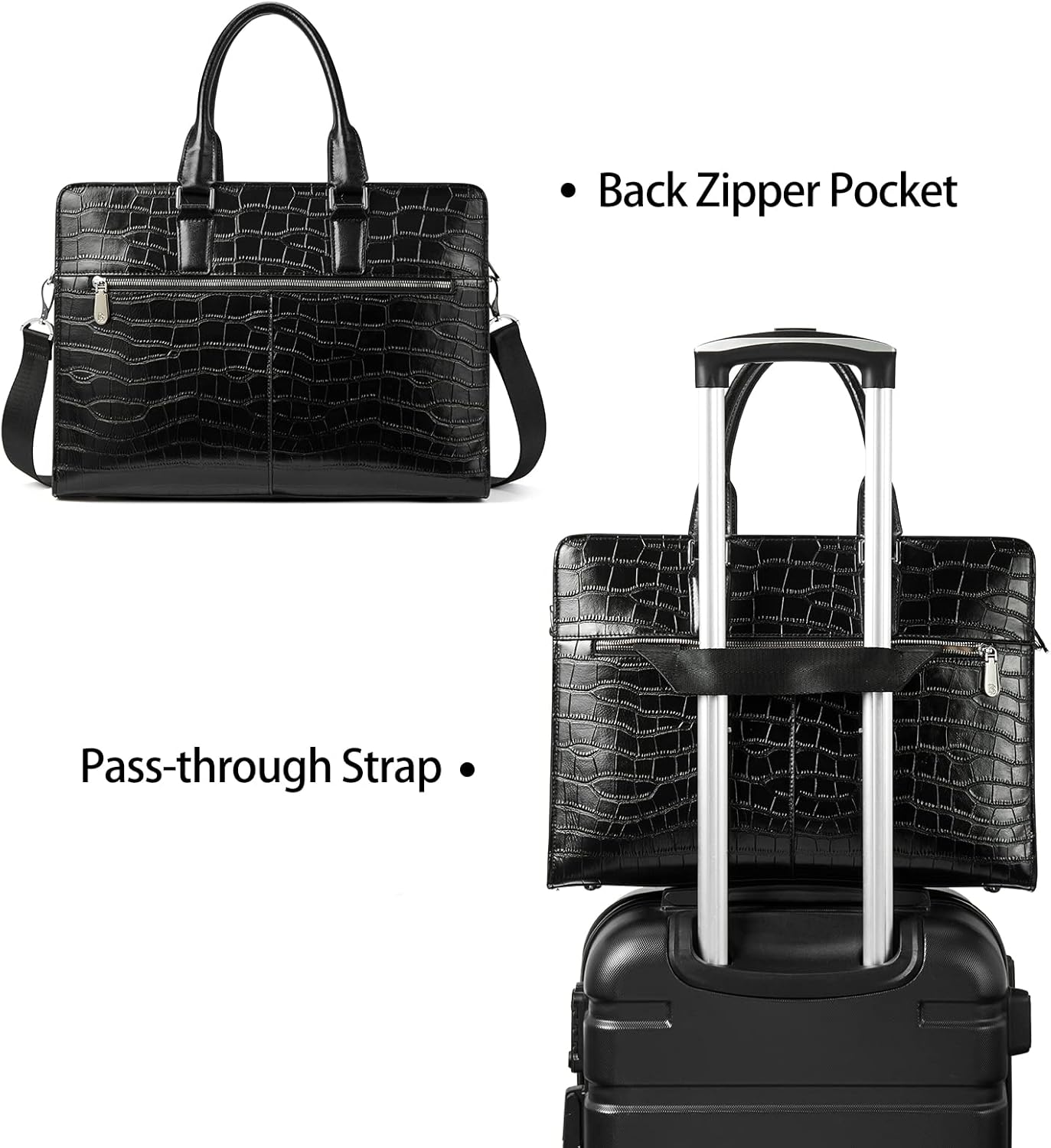 BOSTANTEN Women Genuine Leather Briefcase Tote Business Vintage Handbag 15.6" Laptop Shoulder Bag Brown | Genuine Leather, Business, Vintage, 15.6" Laptop - Image 3