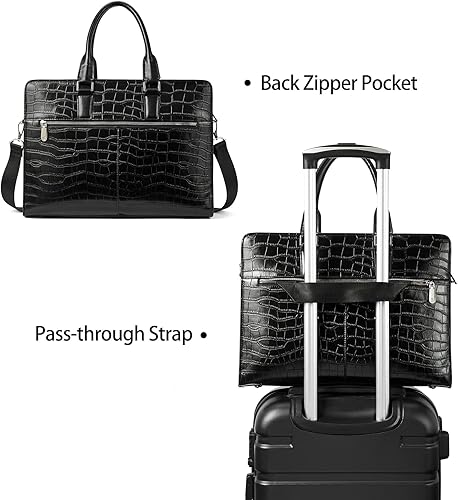 Miniatura 3 de BOSTANTEN Maletín de cuero genuino para mujer, bolso vintage de negocios de 15.6 pulgadas, bolso bandolera para laptop