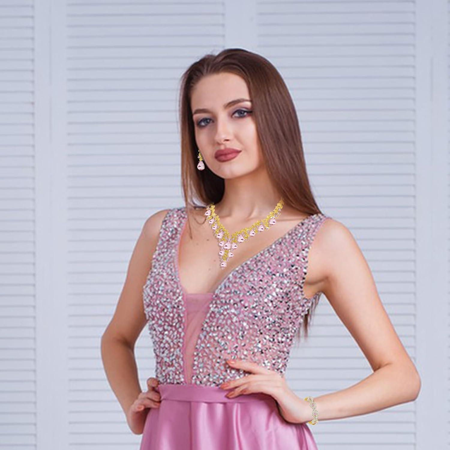 Wedding Bridal Bridesmaid Austrian Crystal Rhinestone Jewelry Sets Statement Choker Necklace Earrings Bracelets Sets for Wedding Party Prom - Image 3