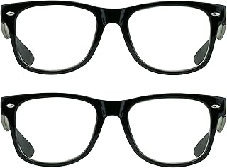 proSPORT Vintage Retro Inspired Reading Glasses +2.50 2 Pairs Black Frame Full Lens Reader for Men and Women