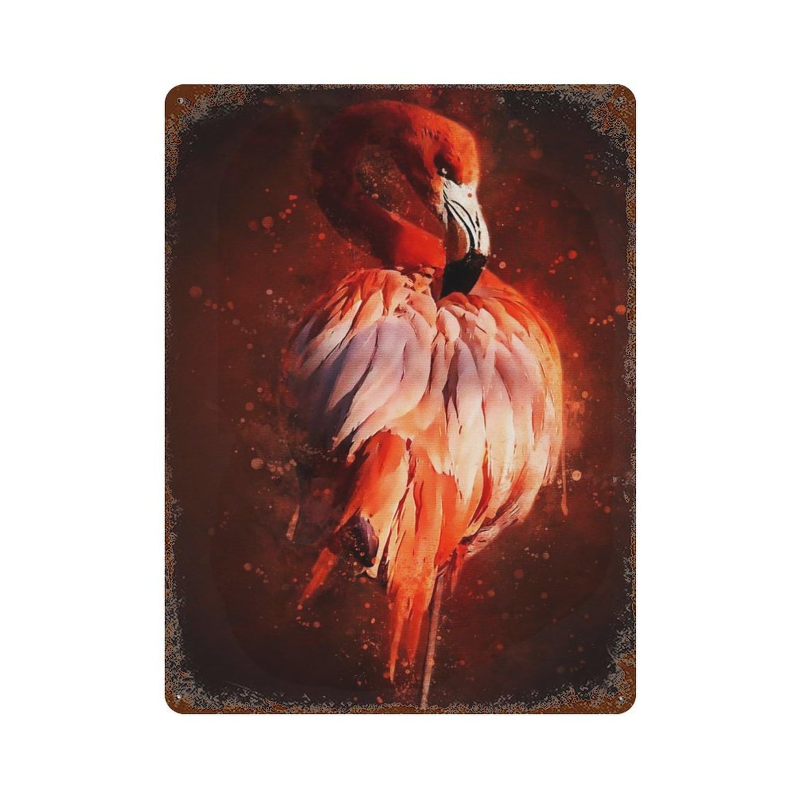 Flamingo Bird Rustic Tin Plaque 15.7"x11.8", for Living Room, Hallway And Home Decor, Decorative Metal Wall Art