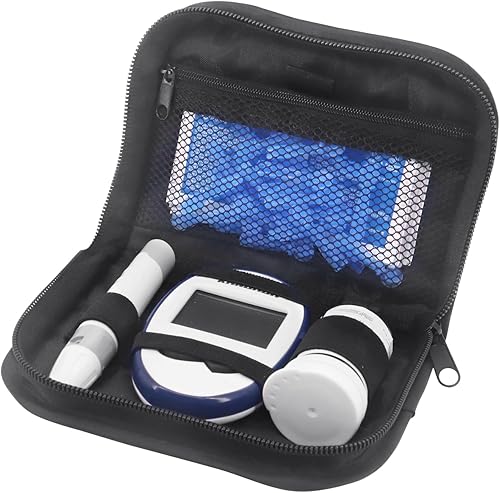 Hooshion Kit de estuche organizador para diabéticos, kit de prueba de diabetes, bolsa de almacenamiento para medidor de glucosa en sangre, estuche