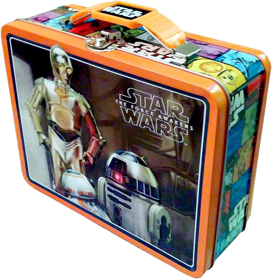 Star Wars Episode 7 Embossed Orange Lunch Box with C3PO, R2D2, BB-8 Tin Lunch Box/Carry-All