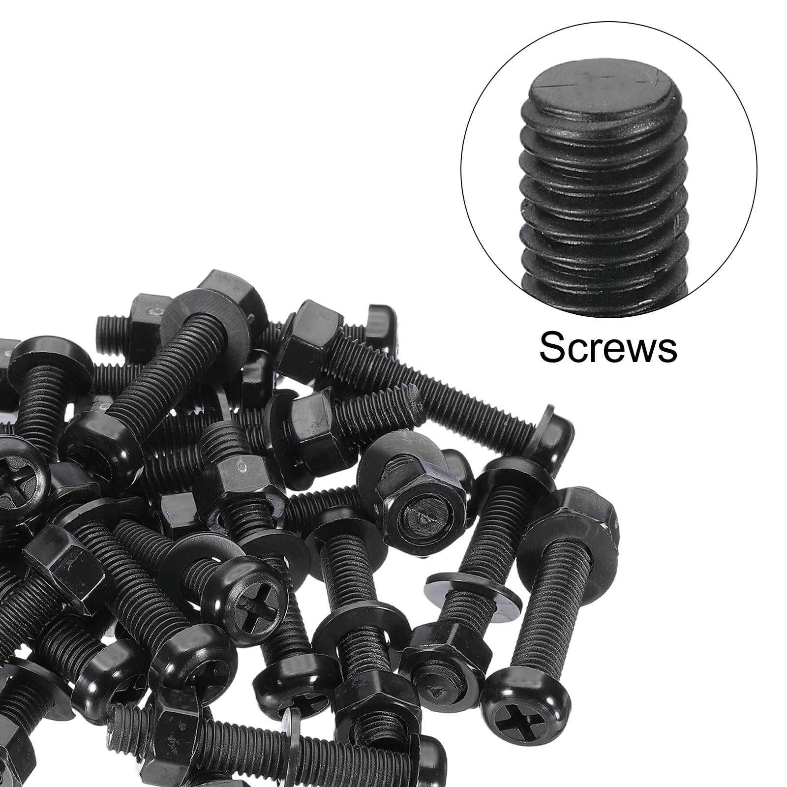 PATIKIL M8x50mm Black Nylon Bolts Plastic Nuts Full Thread Head Screws, 24 Pcs, M8*50mm - Image 4