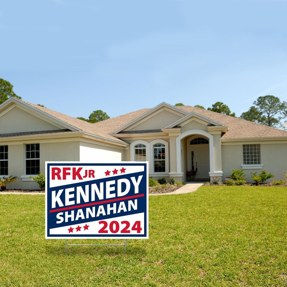 Kennedy for President 2024 Shanahan Yard Signs with Stakes (18" x 24") RFK Jr Robert F Kennedy Junior Two Signs