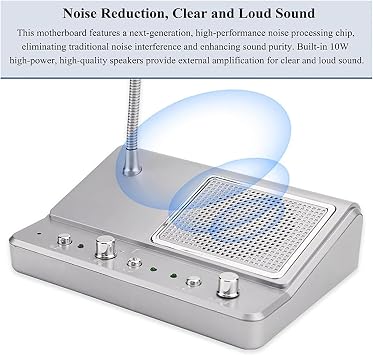 Window Intercom System, Dual Way Window Microphone Intercom Speaker, with 10W Square Extension, Independent Volume Adjustment, Suitable for Places with Anti Theft Glass