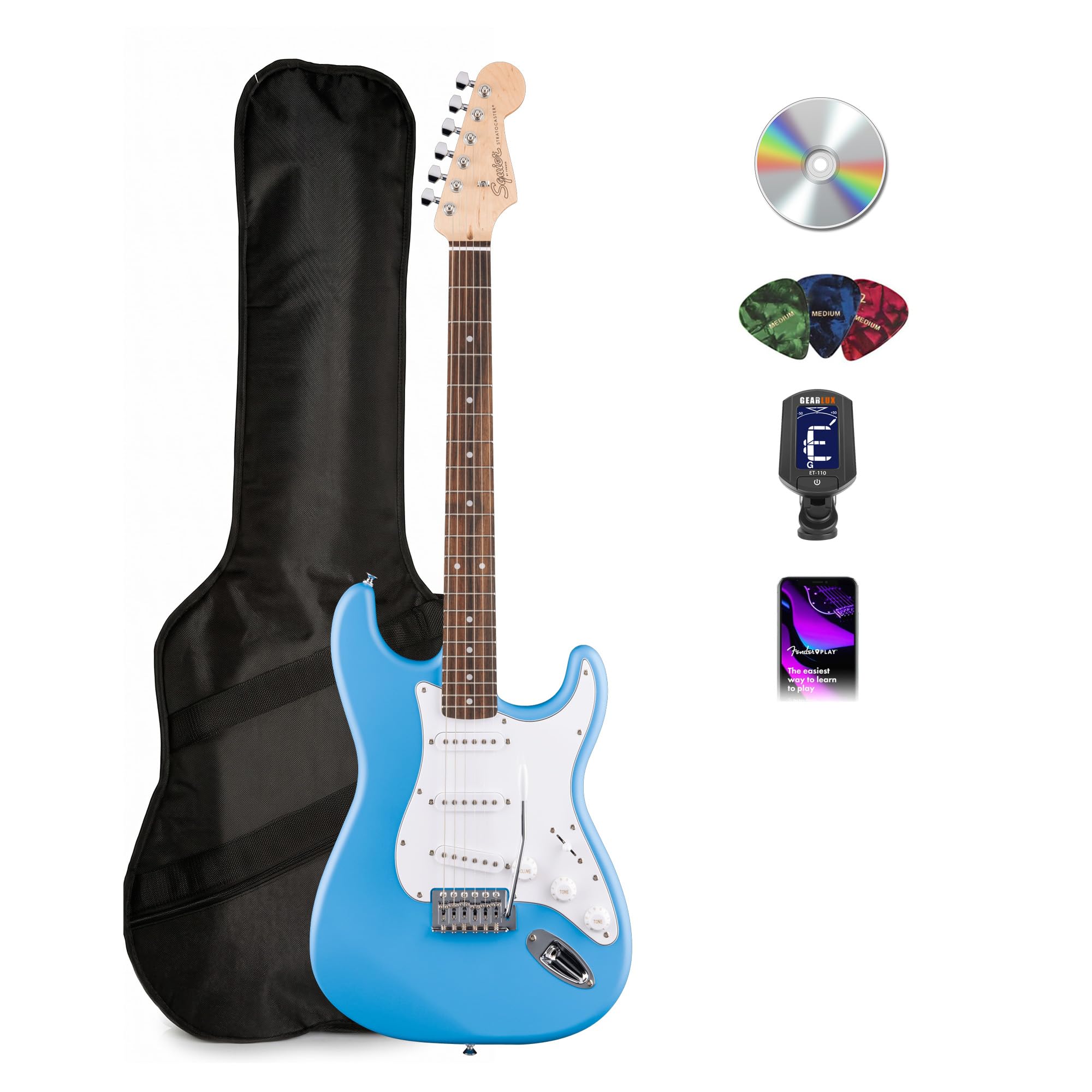 Amazon.com: Fender Squier Stratocaster - California Blue Bundle