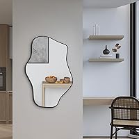 Vista 5 de Espejo de pared irregular, espejos asimétricos de 21 x 14 pulgadas, espejo moderno sin marco para pared, espejos de forma única para sala de estar
