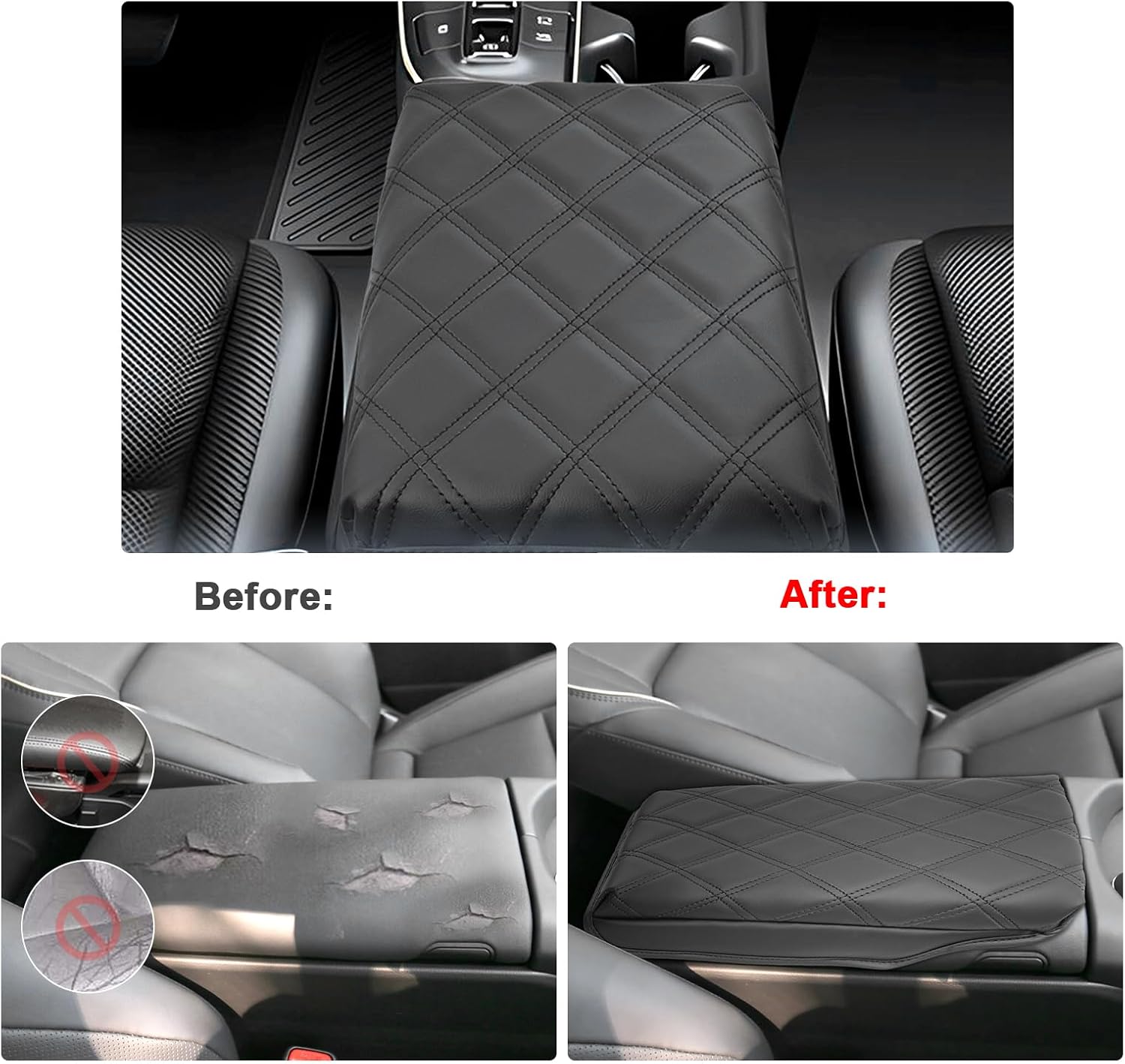 SXCY for 2023-2025 2026 Toyota Crown Signia Armrest Cover Pad for Toyota Crown Signia Accessories 2023-2025 2026 Crown Signia Center Console Cover Cushion Middle Console Cover (Add-Pad Black Line)
