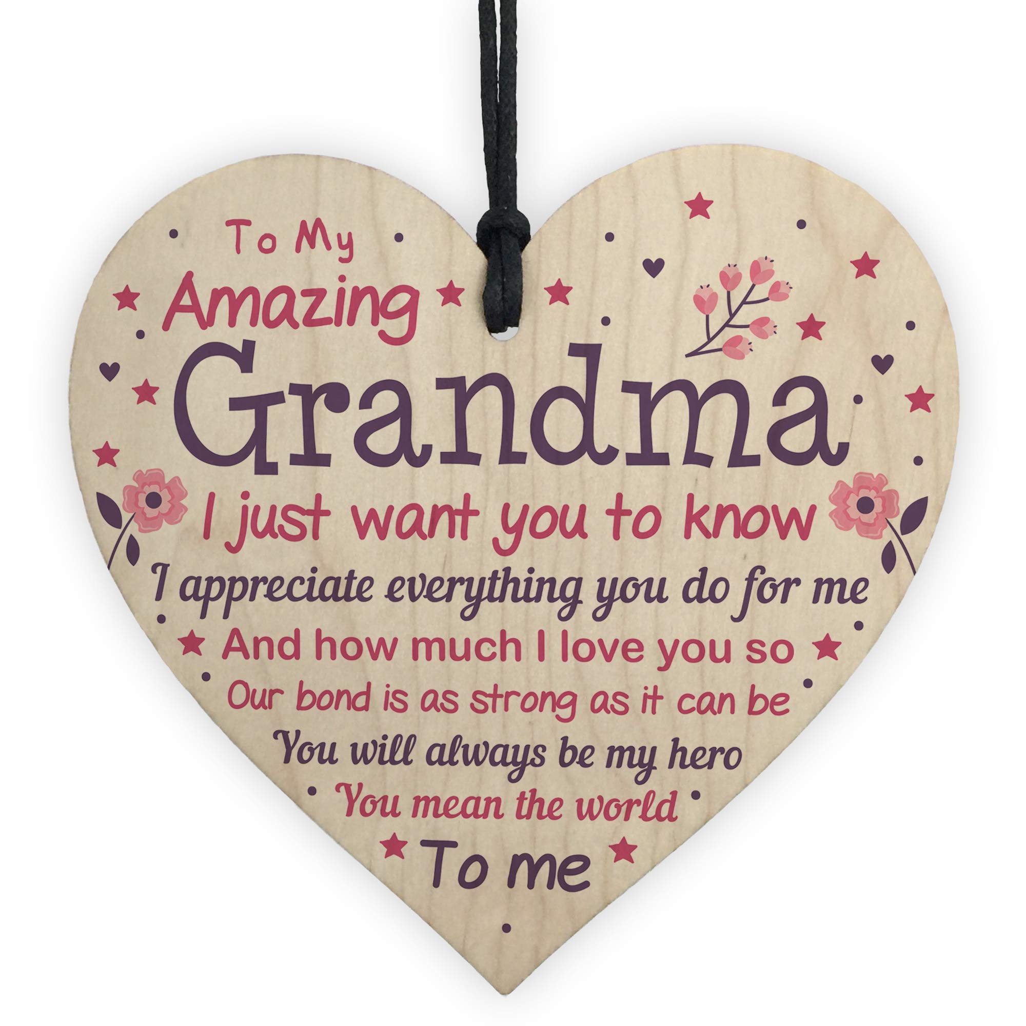 Red Ocean Cute Grandma Wooden Heart Nan Birthday Christmas Gifts From Grandchildren Grandparent Plaque
