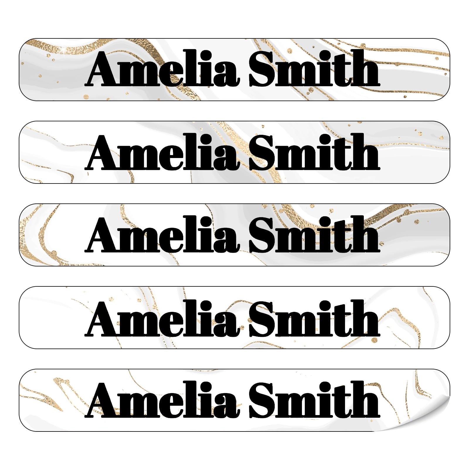 100 Pcs Personalized Name Labels for School Supplies Custom Waterproof Name Stickers Customized Daycare Water Bottles Pencil Labels(Marble)