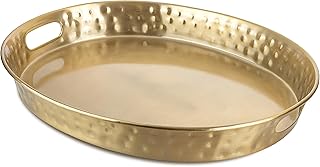 Monarch Abode Serving Tray with Handles – 17-Inch Hand Hammered Metal Pl...