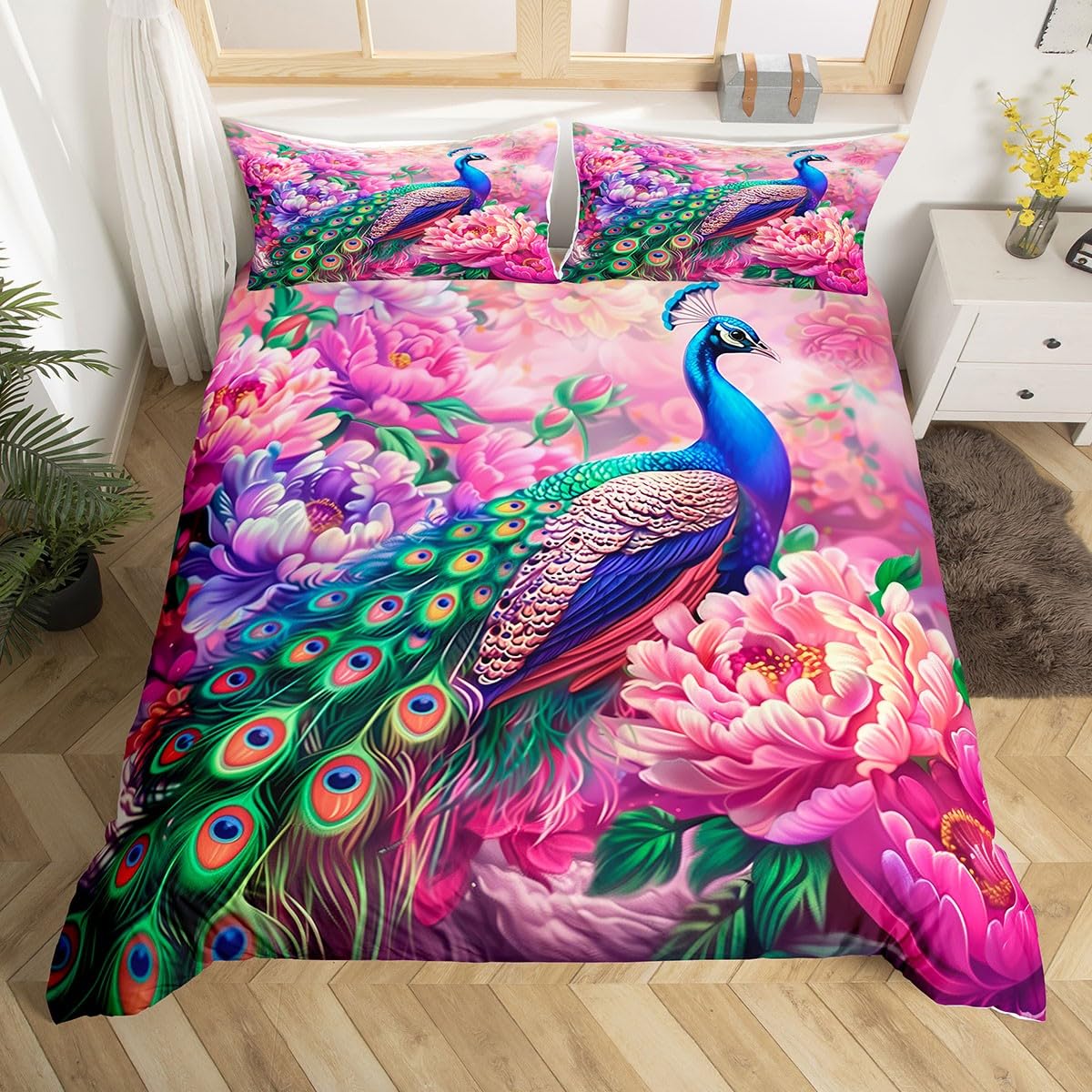 Manfei Peacock Duvet Cover Set Single Size