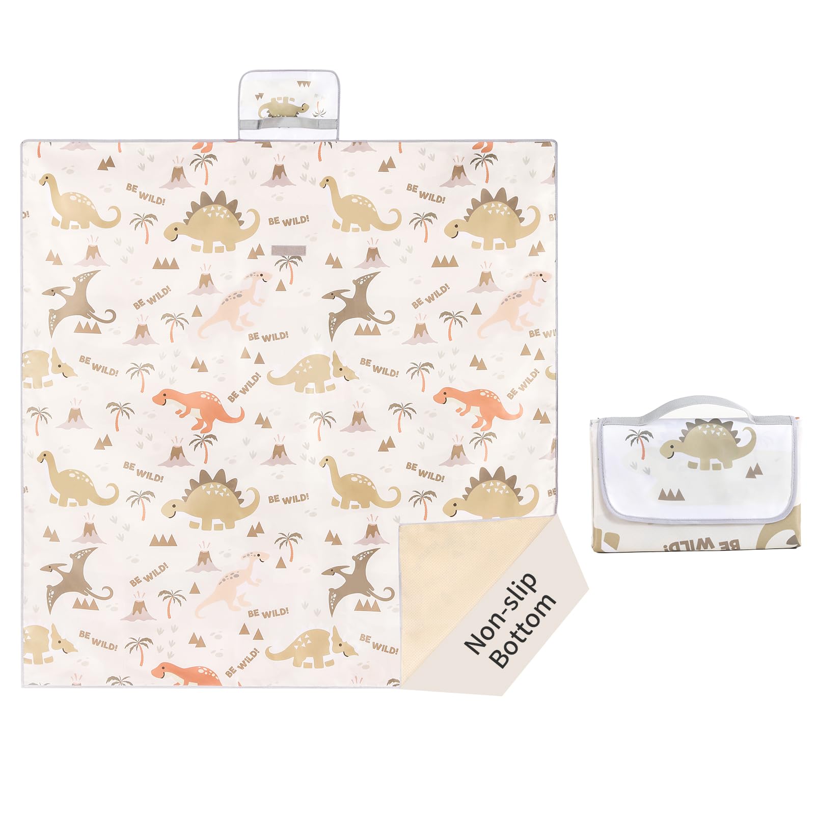 Insular Baby Splat Mat for Under High Chair/Arts/Crafts, Anti Slip and Waterproof Splash Mat for Floor, Portable Picnic Mat, 51x51 Inch, Dinosaur