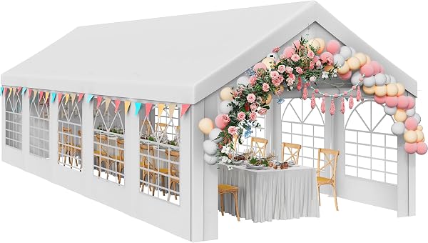 YITAHOME Party Tent Heavy Duty Wedding Tent Event Shelters Outdoor Canopy Upgraded Galvanized Steel Carport with Removab