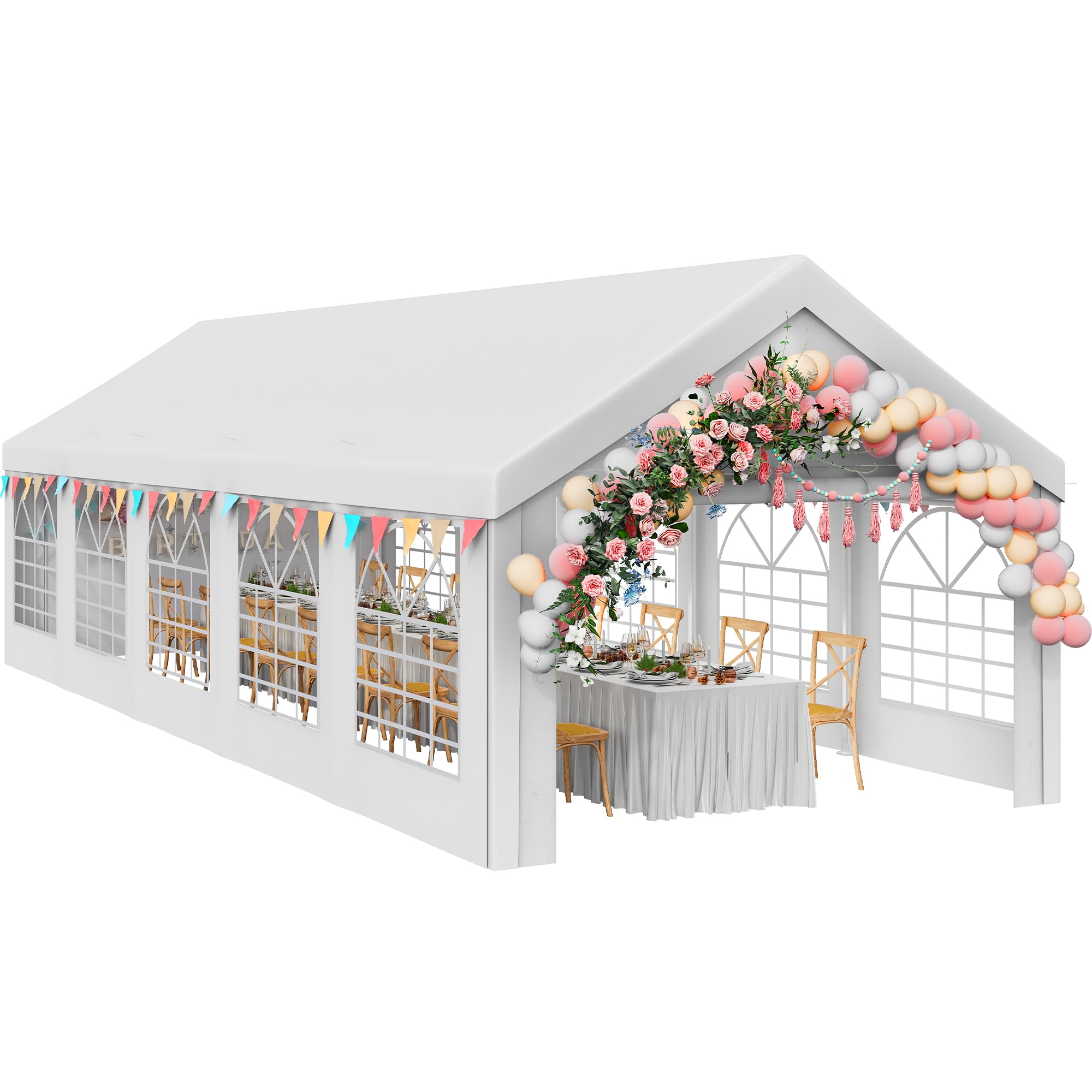 Photo 1 of YITAHOME 16x32ft Party Tent Heavy Duty Outdoor Wedding Tent Canopy Event Shelters Upgraded Galvanized Steel Carport with Removable Sidewall Windows for Outdoor Weddings, BBQ and Parties, White COMPLETE SET