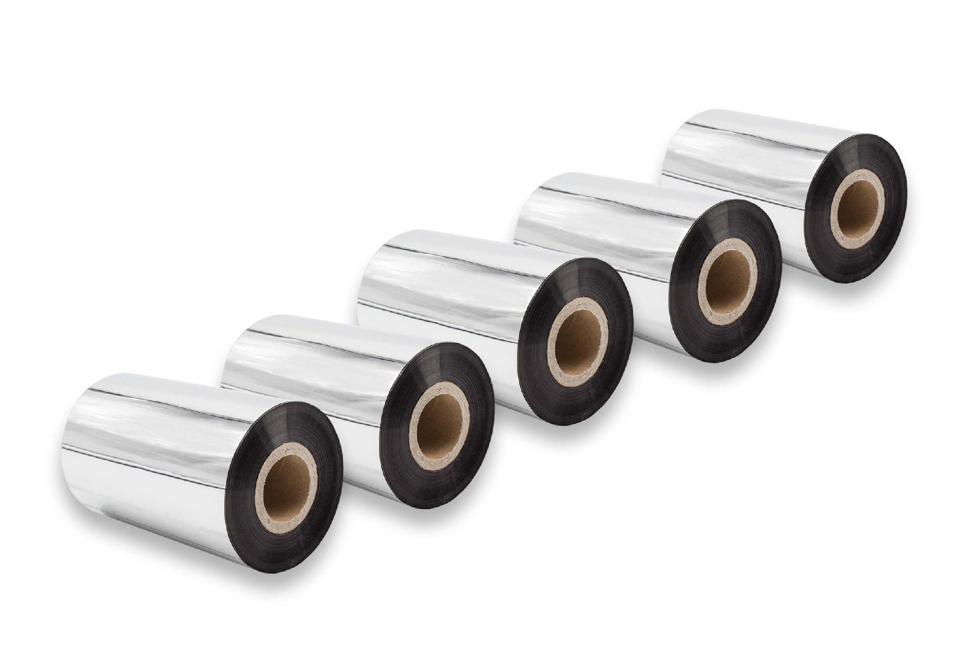 vhbw 5x nastro trasferimento termico compatibile con TSC TTP-247, TTP-246M Plus etichettatrice, indelebile, 100mmx300m, cera di qualità plus