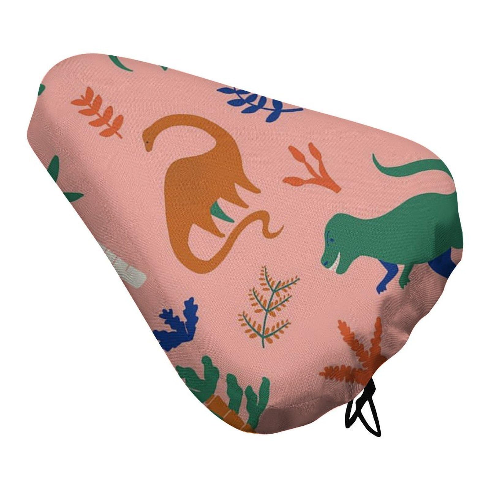 Treer Bike Seat Cover Waterproof, Outdoor Bicycle Saddle Rain Dust Cover with Elastic, Water Resistant Bicycle Seat Protector Shield Non-Slip for Journey and Travel (Dinosaur print,27x37cm)