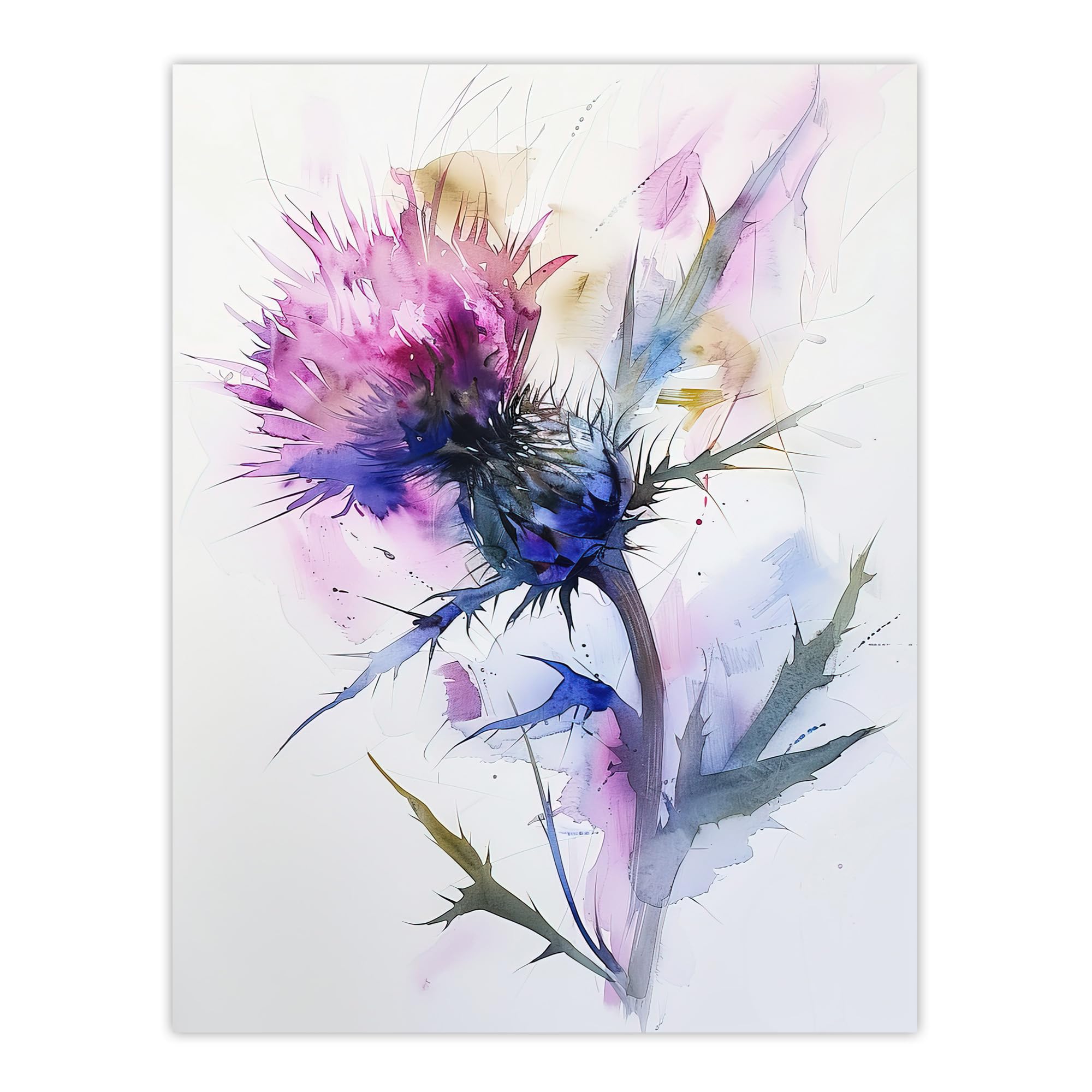 Artery8 Watercolour Painting Wall Art Print - Purple - W12" x H16"