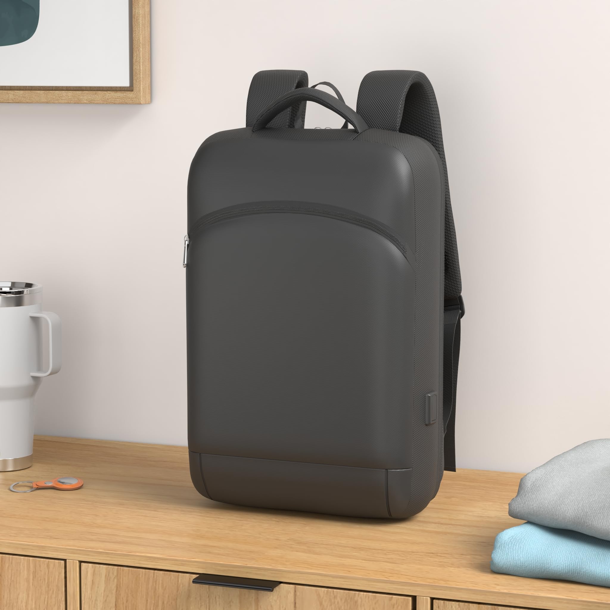 Sac à Dos PC Portable 15.6 Pouces Homme Impermeable USB Charging Port Voyage Travail Noir