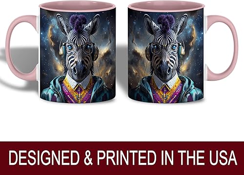 Miniatura 2 de Hipster Zebra Galaxy - Taza de café de animales futuristas, estética de ciberpunk de ciencia ficción, regalo moderno para amantes de la música, taza