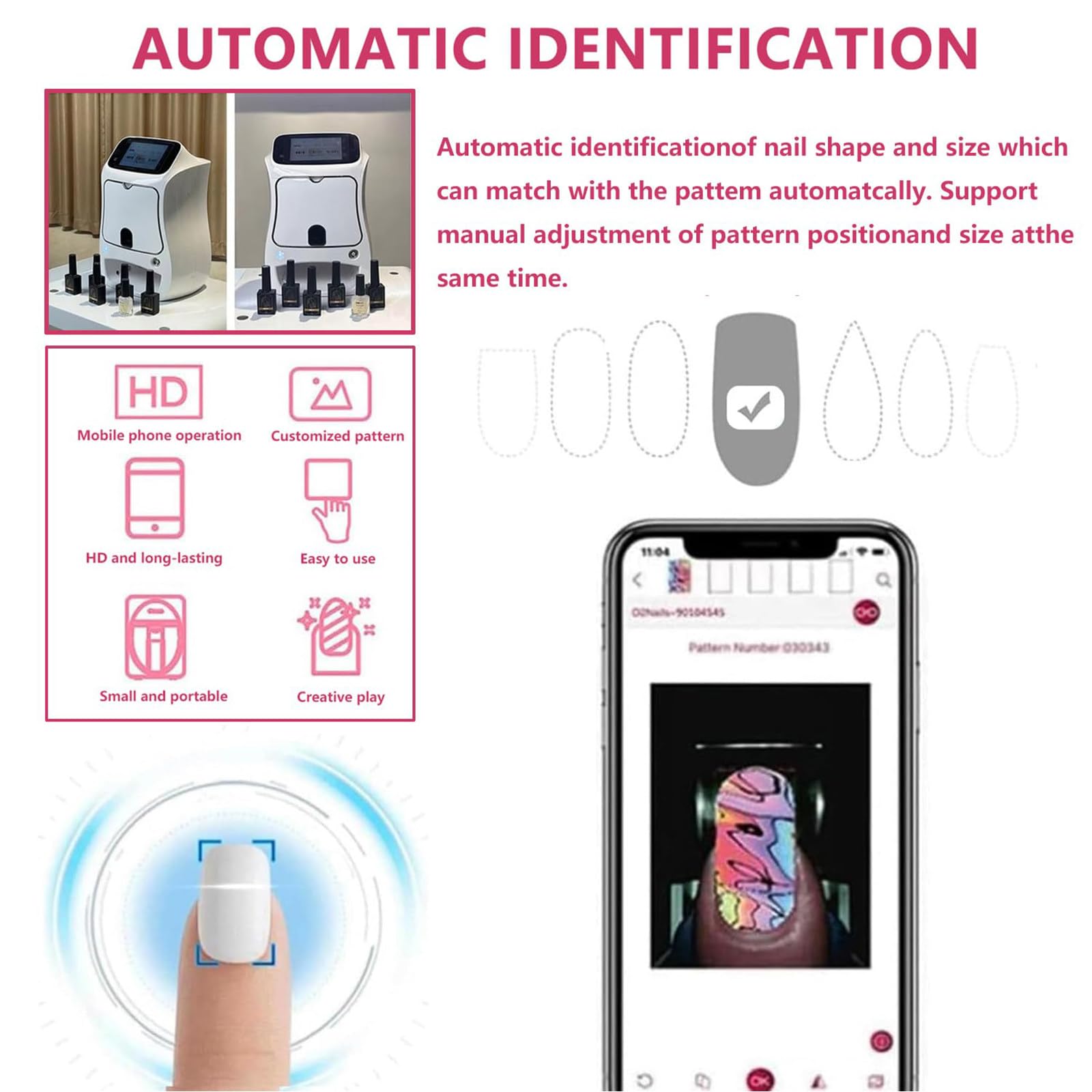 Amazon.com: Nail Printer Digital Nail Art Machine,Automatic 3D
