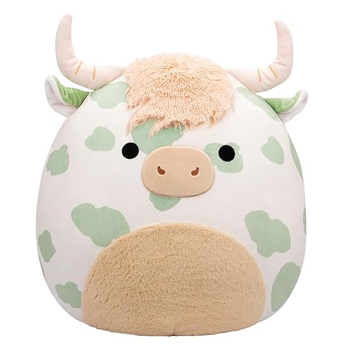 Squishmallows Original 20-Inch Celestino Sage Green Spotted Highland Cow - Official Jazwares Plush (Jumbo)