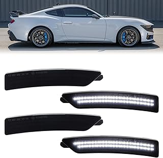 White LED Side Marker Lights for 2024-2025 Ford Mustang S650 (Smoked Lens, 4-Pack)