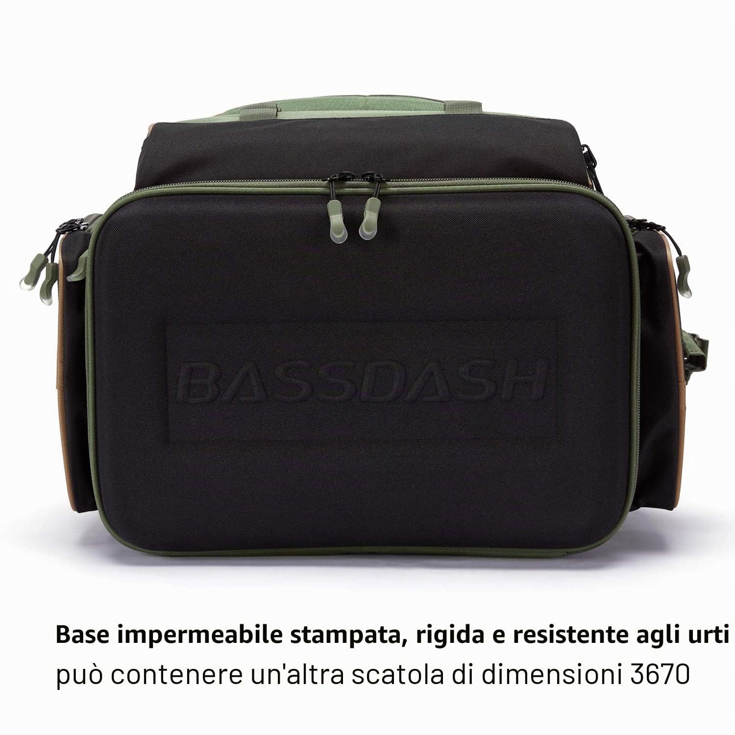 Bassdash Zaino da Pesca Borsa da Pesca Borsa Tattica Leggera e Resistente all'Acqua con portacanne e Copertura Antipioggia Protettiva