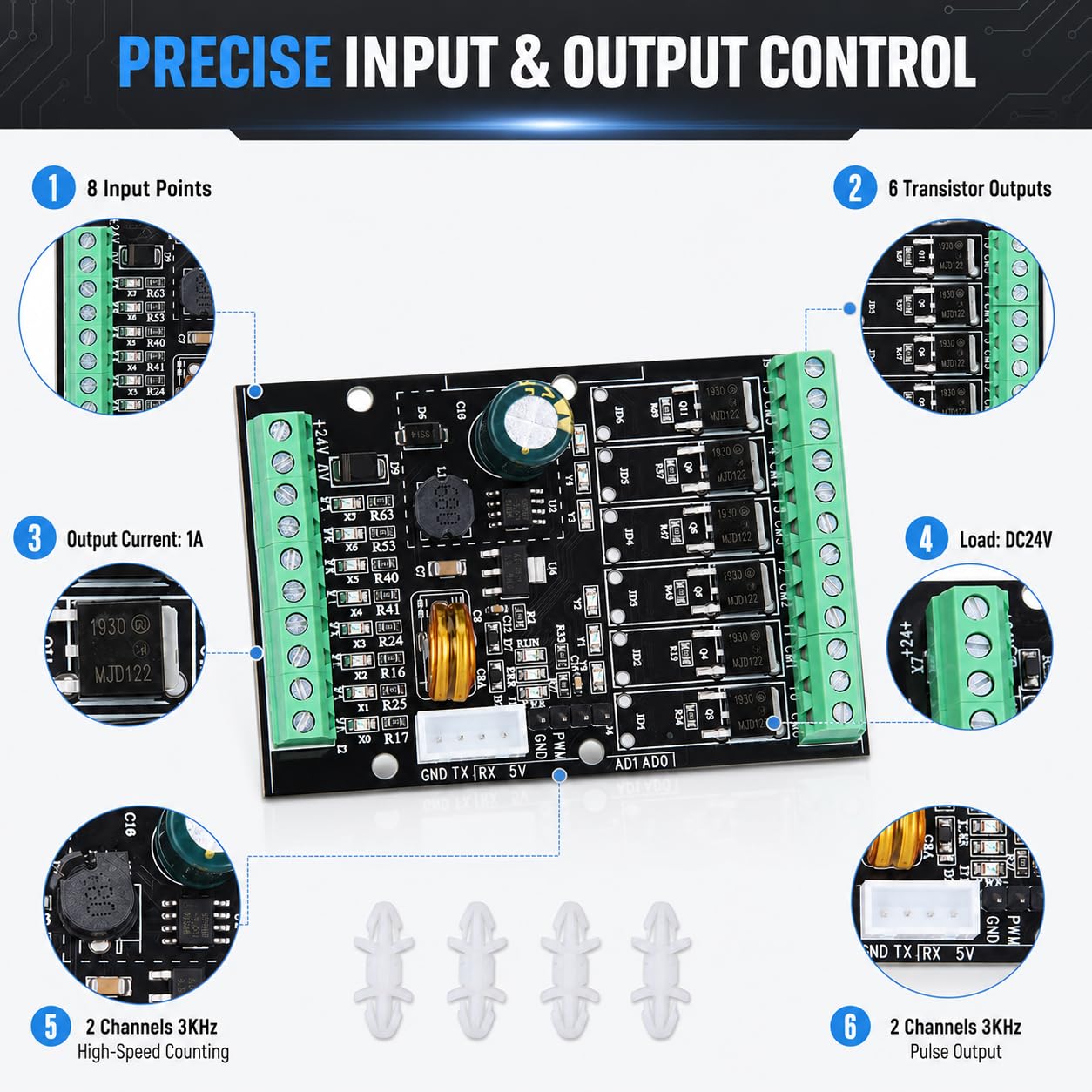 Automate Programmable Industriel Relais Plc 15x15x5 Cm Contrôle Stable En Ligne Avec Sauvegarde Automatique Matériau En Alliage D'aluminium Formation En Automatisation