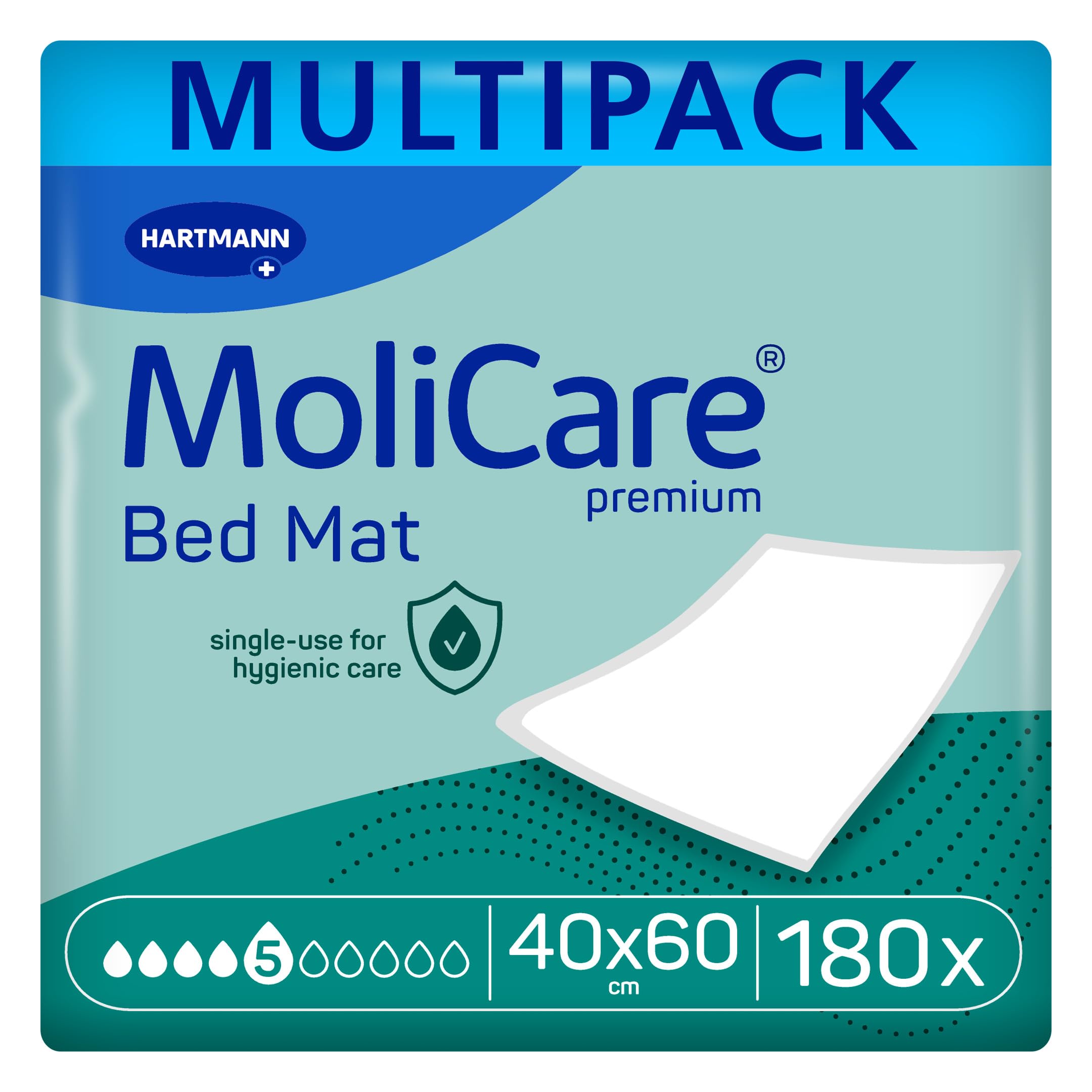 MoliCare Premium Bed Mat 5 Tropfen: Bettschutzeinlage mit saugfähigem Kern aus Zellstoff-Flocken, 40x60 cm, 6x30 Stück