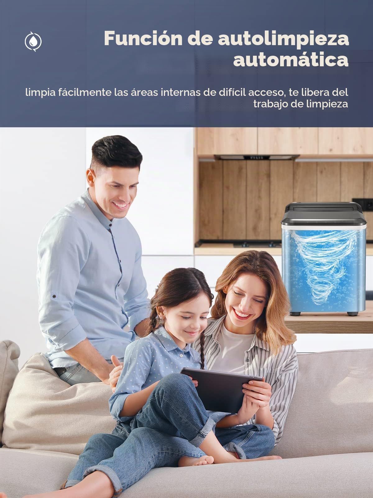 Máquina de cubitos de hielo autolimpiante NORTHCLAN, 14 kg 24 piezas, 3 tamaños de cubitos de hielo, 9 cubitos de hielo en 6 minutos, pantalla LCD y depósito de agua de 2,3 l, fabricador de hielo