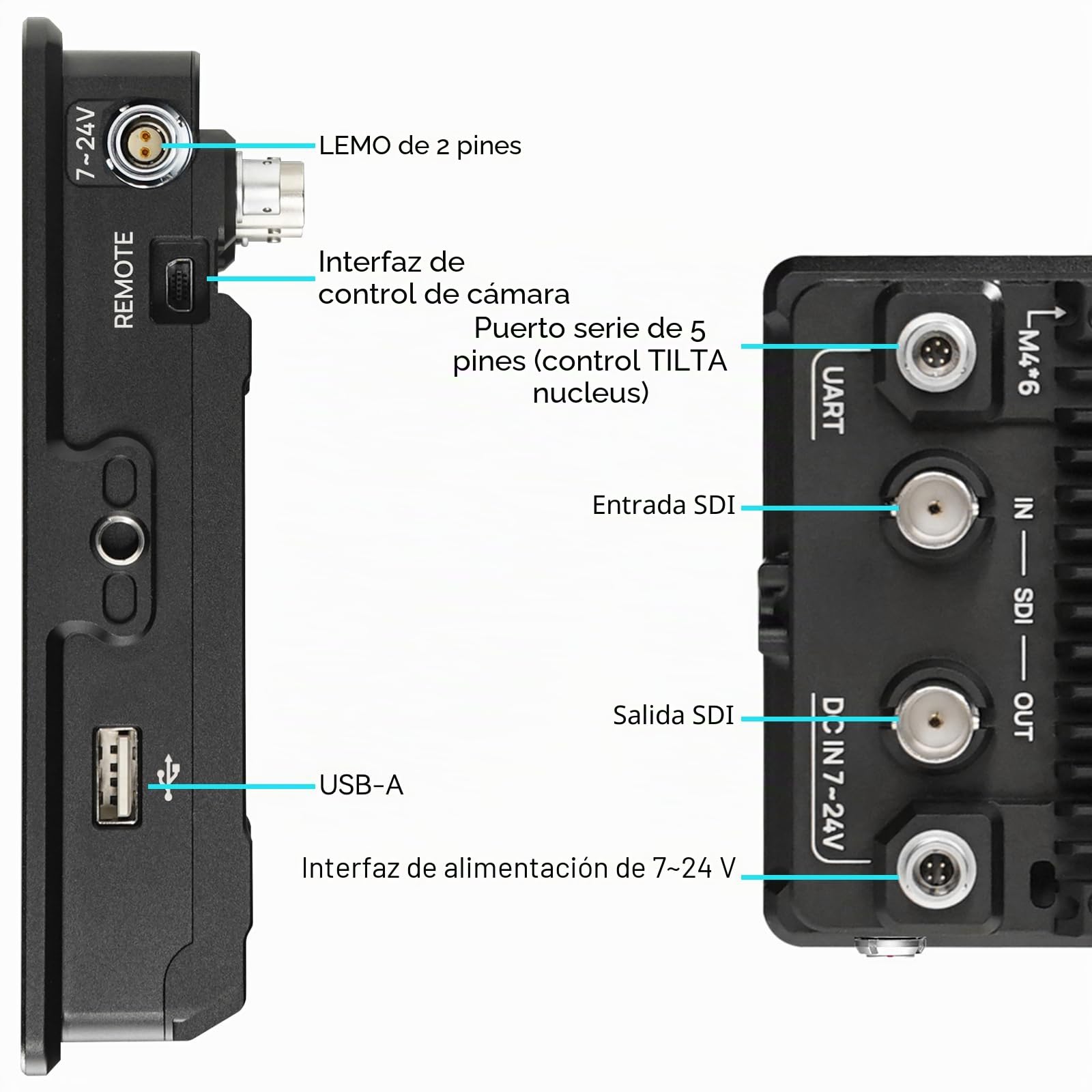 Portkeys BM5IV WR Monitor de Campo 5,5" 2000nits SDI HDMI, Control de Cámara Inalámbrico para Red ARRI Sοny Canοn ZCAM, Conversión Cruzada 3G-SDI 4K HDMI, Salida 3D LUT, Carcasa de Aluminio