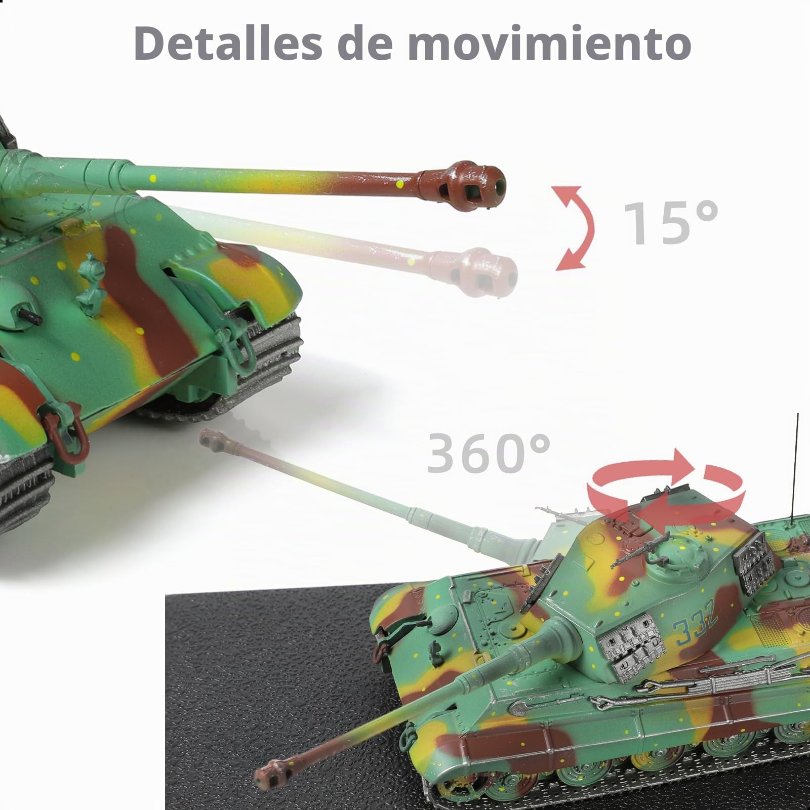 NUOTIE Modelo de Tanque Militar a Escala 1/72 con Acabado de aleación de Metal Fundido a presión con Tanque de plástico, Modelo de la Guerra Mundial, Tanque de vehículo del ejército Mini 1945
