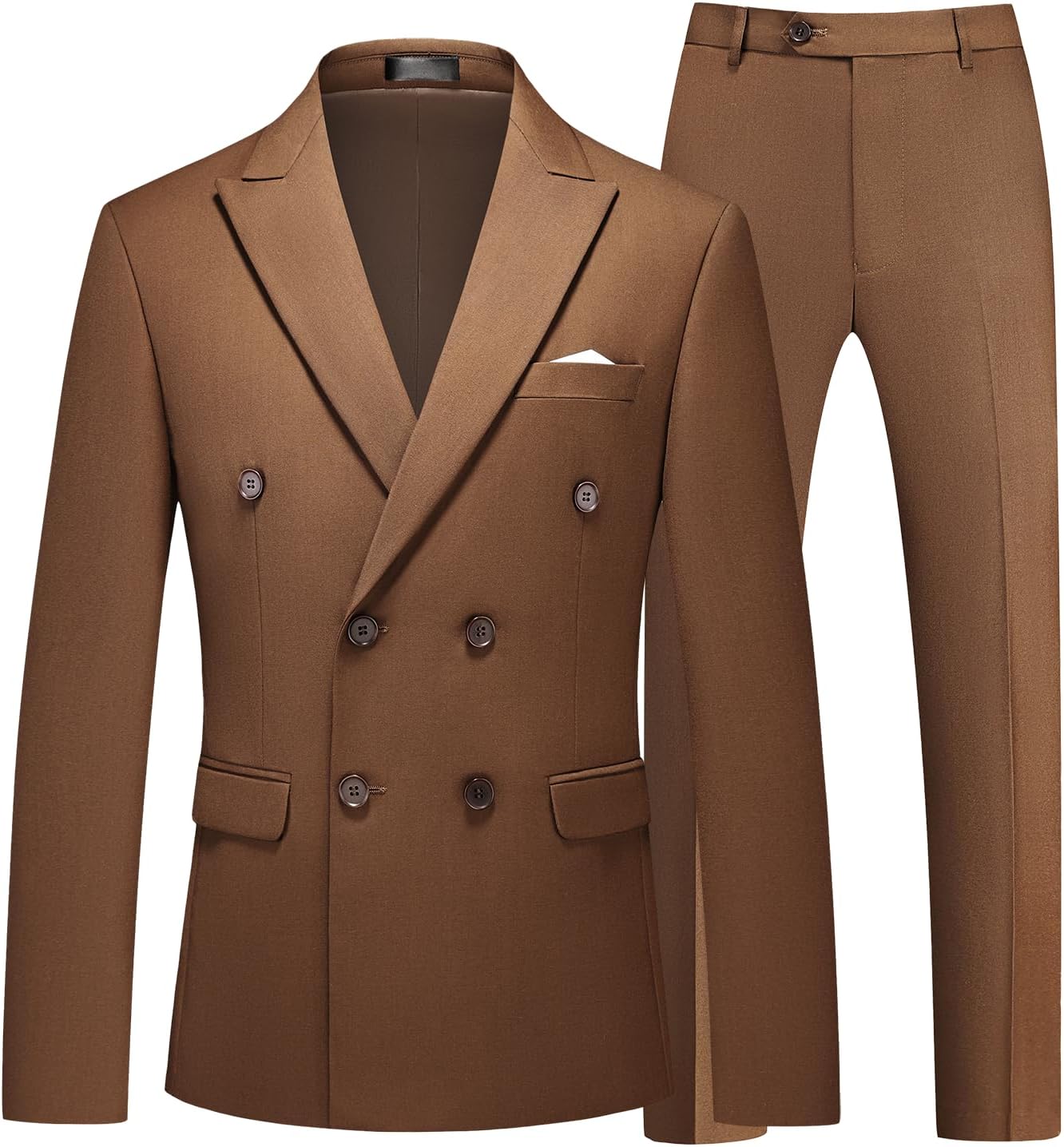 UNINUKOO Mens Suits 2 Piece Double Breasted Tuxedo Suit Slim Fit Wedding Party Dress Formal Suits for Men