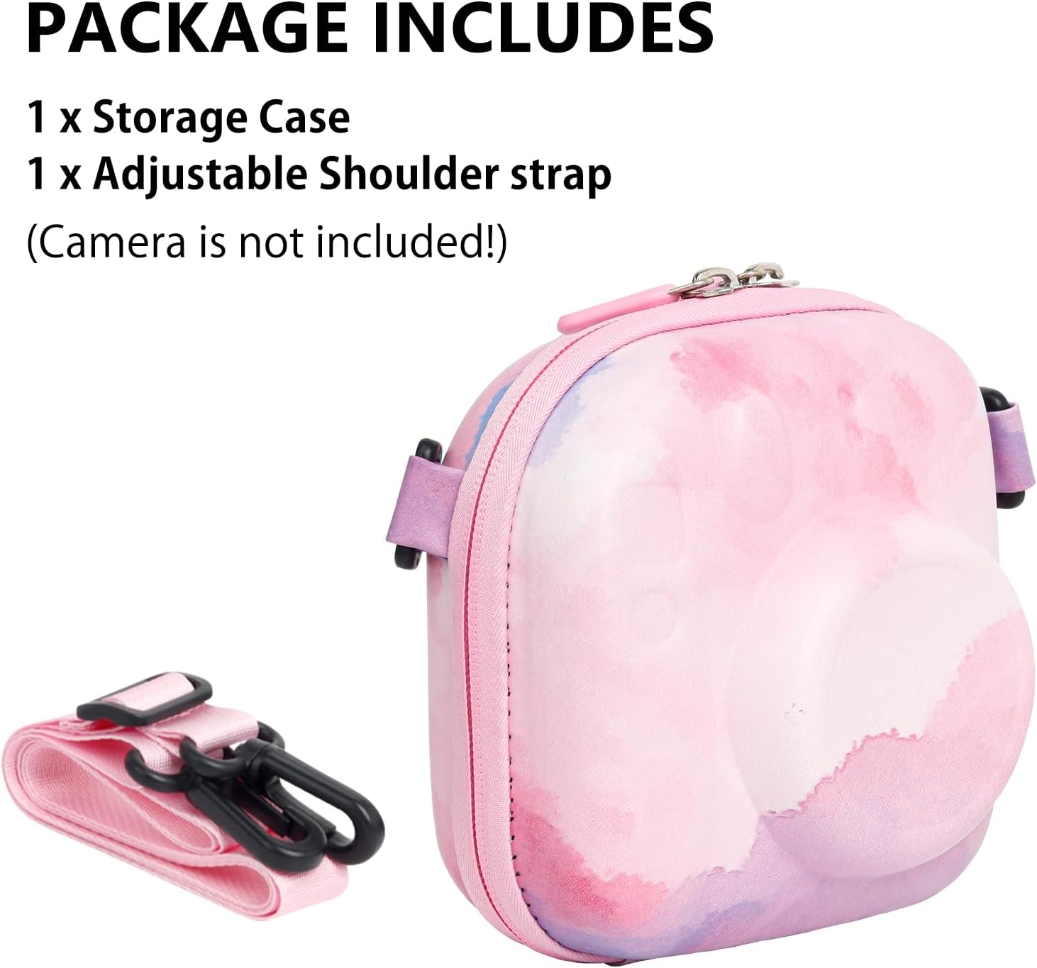 Protective Carrying Case Compatible for Instax Mini 13/12/11/9/8/SE/7+/90/99/40 Instant Camera, Fuji Mini Hard EVA Camera Storage Case with Adjustable Shoulder Strap - Blush Pink image 5
