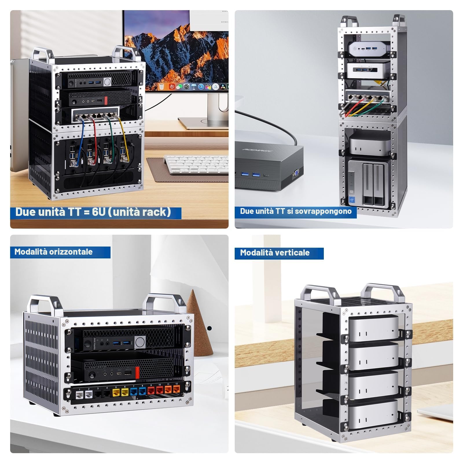 GeeekPi DeskPi RackMate TT Mini Server Cabinet per Mini PC, rete, server, apparecchiature audio e video