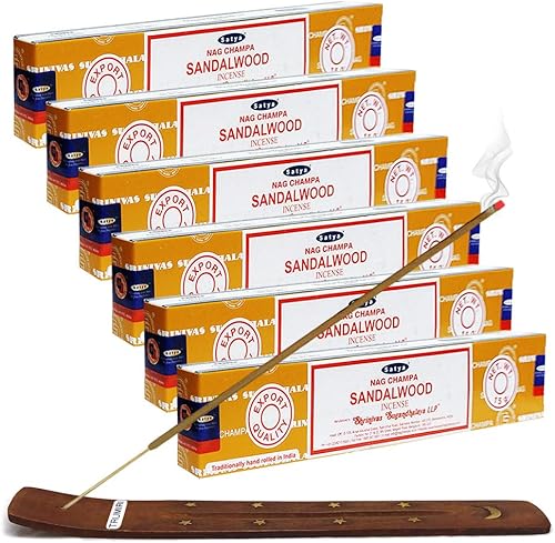 Vista 11 de Satya Sai Baba Nag Champa - Varitas de incienso de 0.53 oz y soporte - Paquete de 6 (aproximadamente 90 varillas)