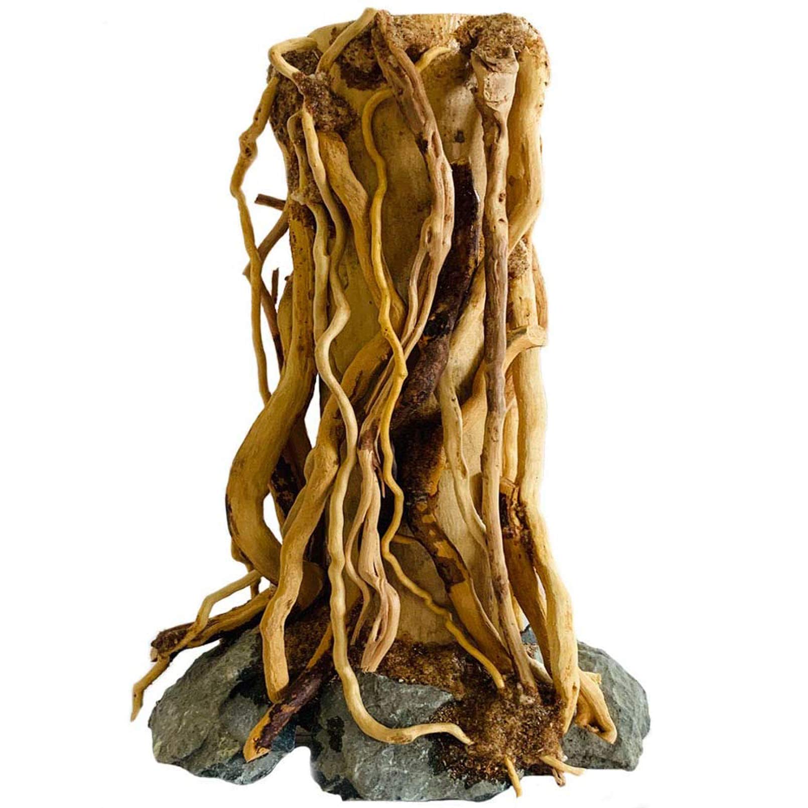 Hamiledyi Driftwood Mini Aquarium Tree on Rock Natural, Handcrafted Fish Tank Decoration Tree Stump Forest Shelf