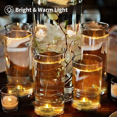 Miniatura 2 de SHYMERY Luces LED sumergibles, paquete de 24 velas de té subacuáticas sin llama, funciona con pilas, pequeñas velas de té impermeables brillantes
