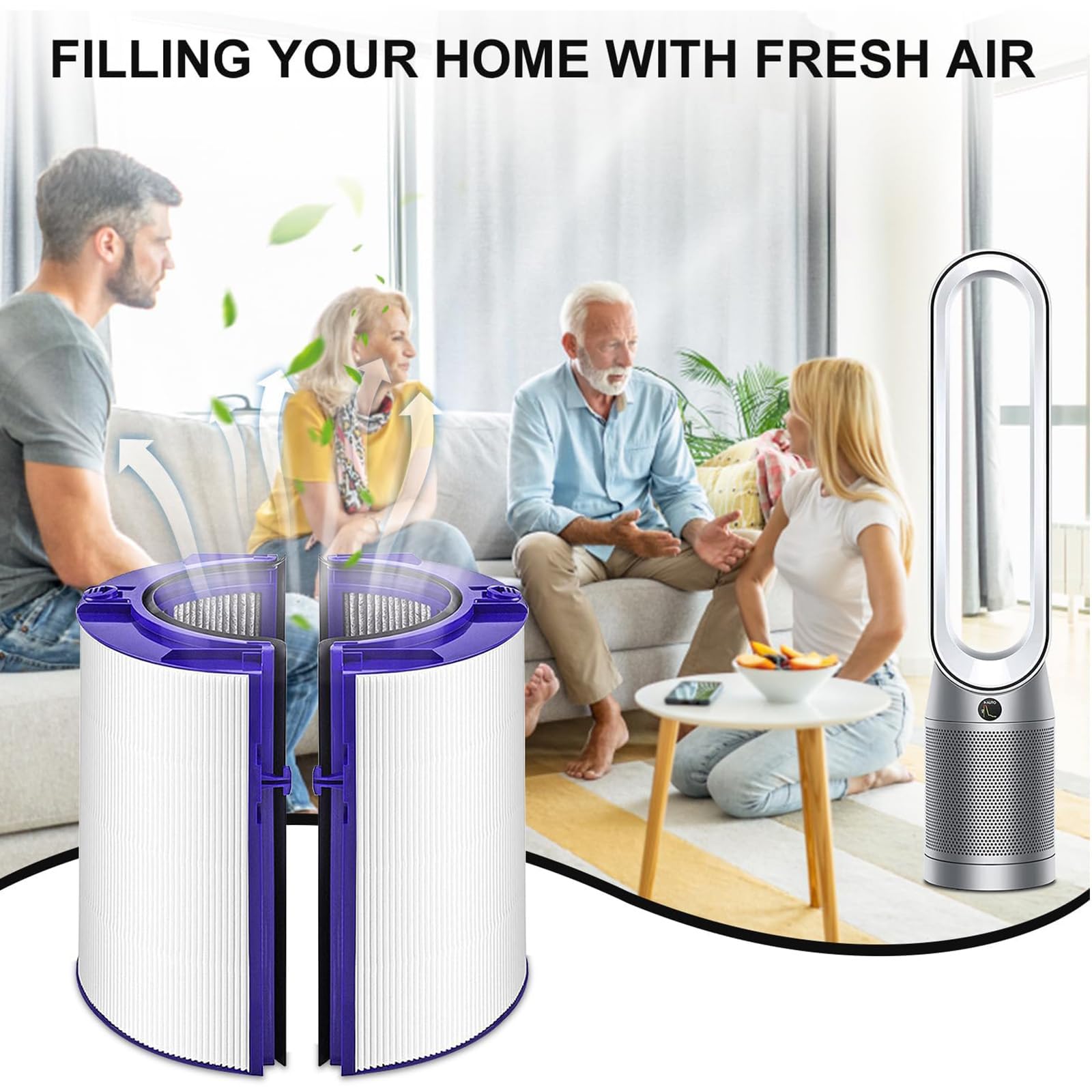 Filter für Dyson Pures Hot+Cool HP1 PC1 PH01 PH02 DP04 HP04 HP4B TP04 TP4A HP06 TP06 HP07 TP07 TP7A HP09 TP09 HP10 TP10 HP11 TP11, 360° Glas HEPA+Carbon Luftreinigerfilter