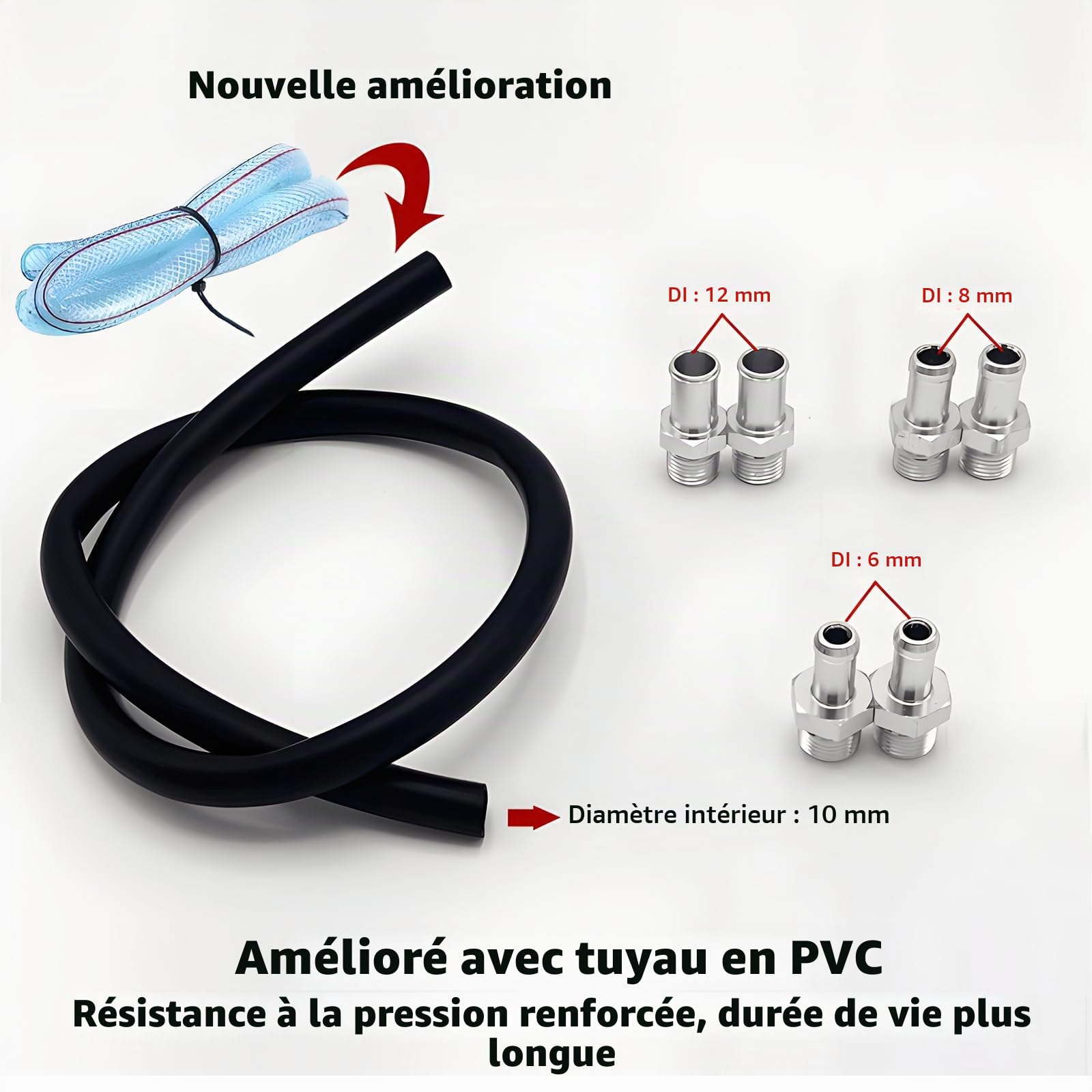 Aluminium Voiture Réservoir, Vidangeur Huile Moteur, Universel Séparateur Bidon Huile Voiture Air Filtre avec Filtre à Air, Tuyau et Autres Accessoires(Noir)
