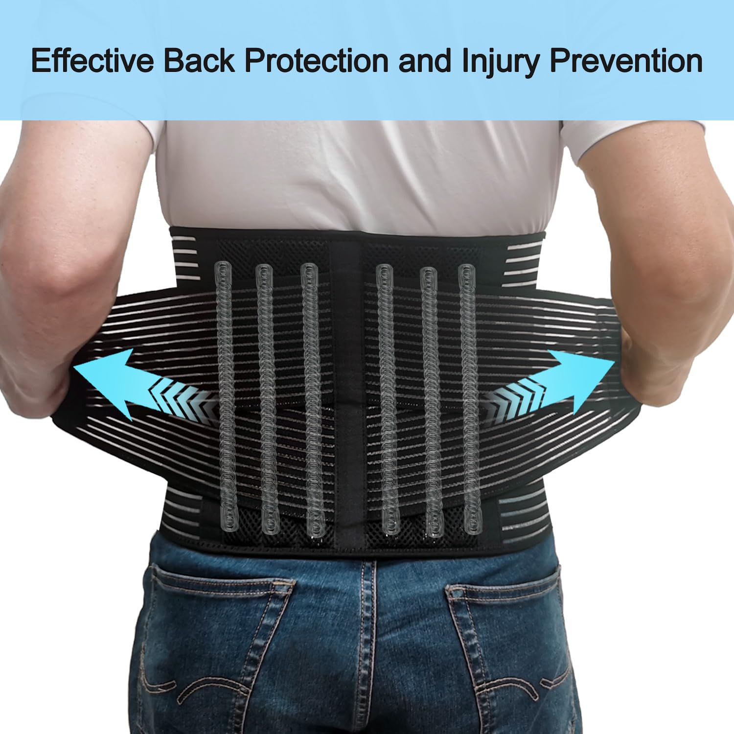 Back Brace for Men and Women, Back Support Belt Relief Lower Back Pain Herniated Disc, Sciatica, Scoliosis, Breathable Mesh, Lumbar Support Belt, Back Brace for Lifting at Work 02 Black-L - Image 2