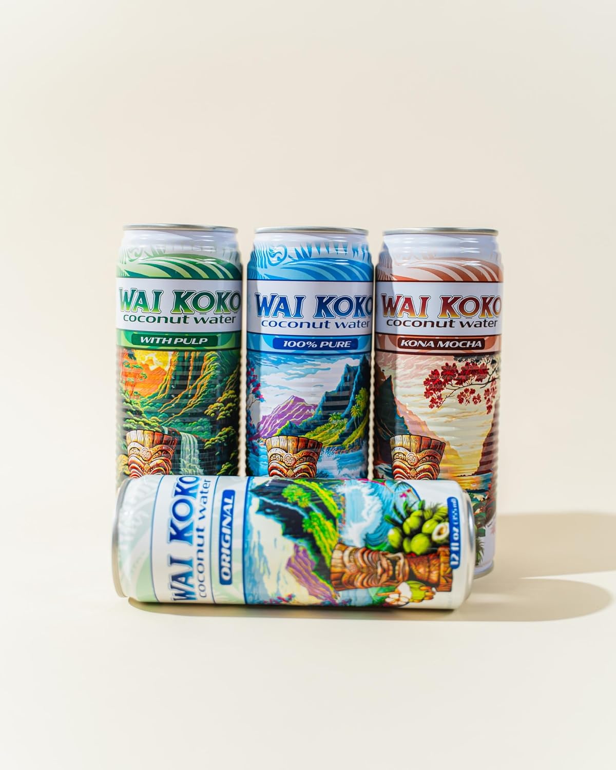 Wai Koko Original Coconut Water, Not from Concentrate, Natural Electrolytes, 12 Fl Oz Cans (Pack of 12)