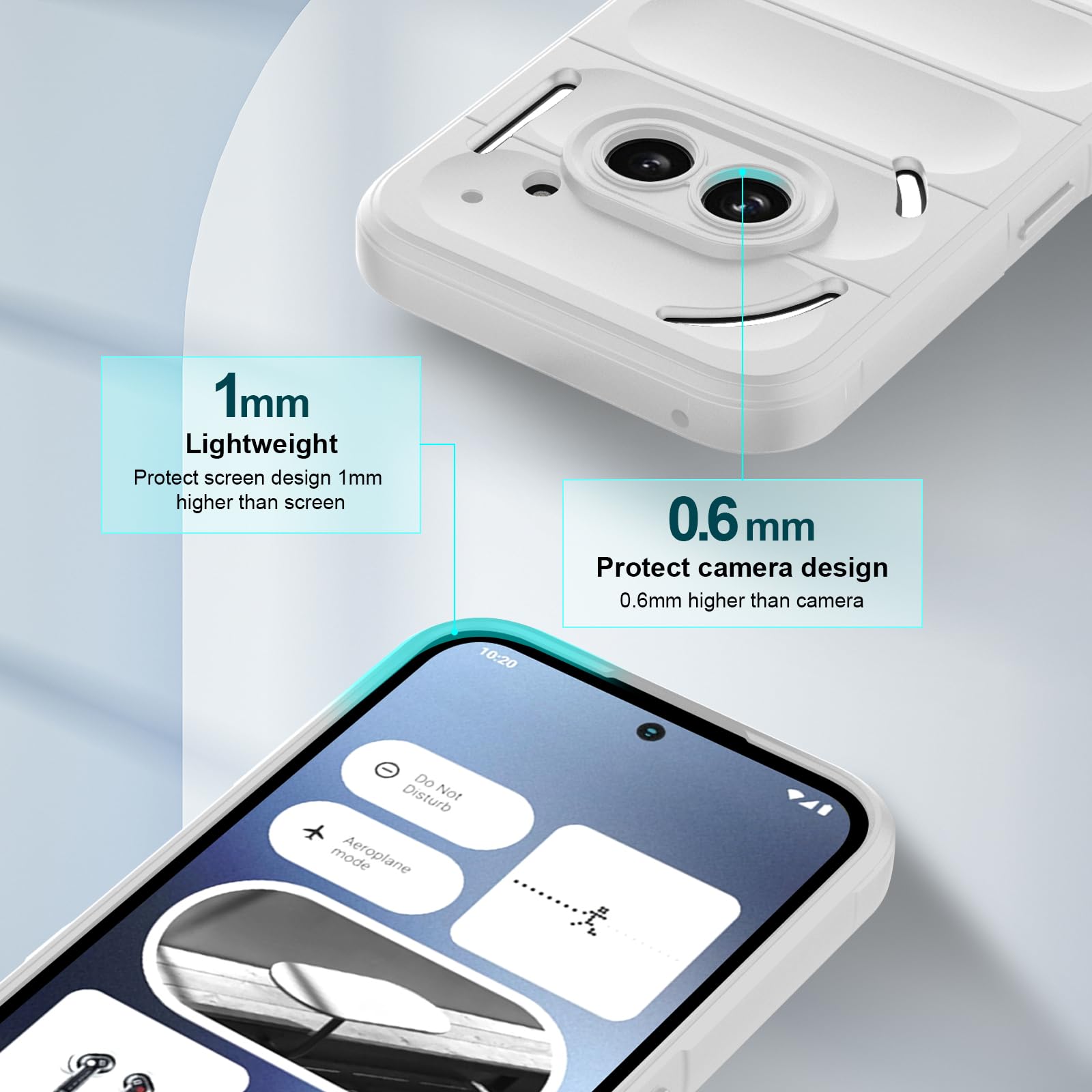 Silicone Case for Nothing Phone 2a / 2a Plus, Anti-Scratch Microfiber Lining, Shockproof Case with Camera Protection, White — view 4