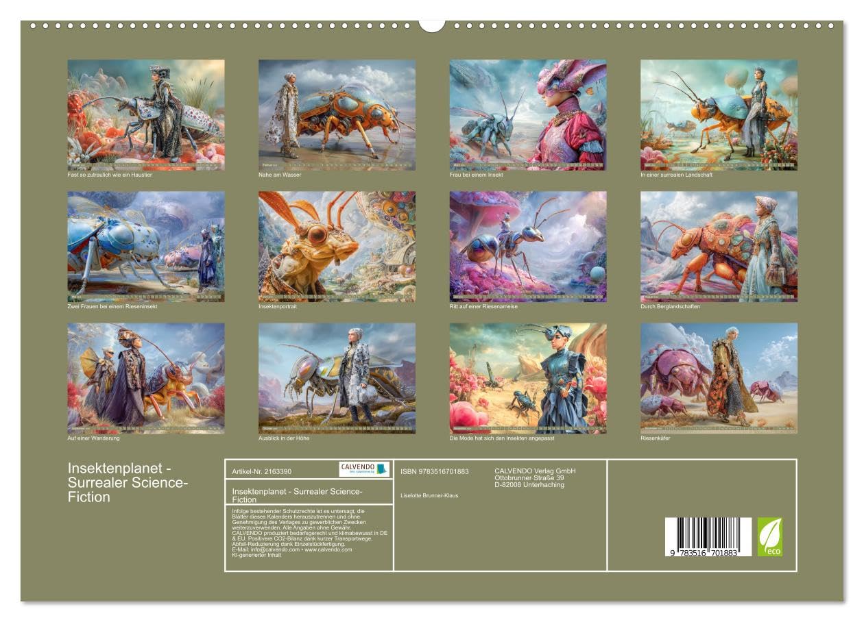 Insektenplanet - Surrealer Science-Fiction (hochwertiger Premium Wandkalender 2026 DIN A2 quer), Kunstdruck in Hochglanz: Gigantisch große surreale Insekten (CALVENDO Spass)