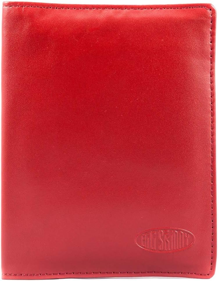 Big Skinny Leather Passport Holder Slim Wallet, Holds Up to 16 Cards and 2 Passports, Red : Clothing, Shoes & Jewelry